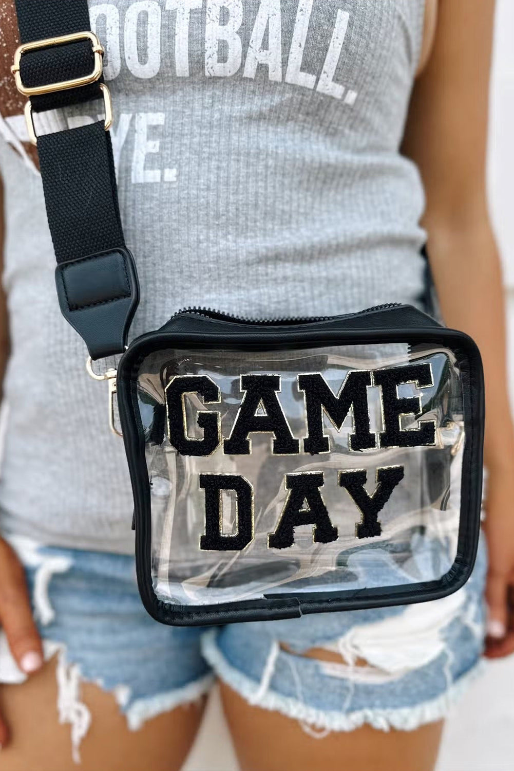 Orange Chenille GAME DAY Pattern Clear Bag