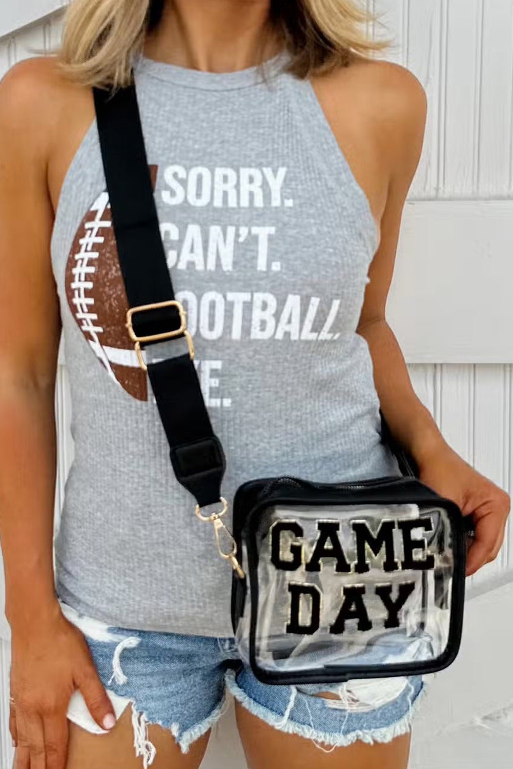 Orange Chenille GAME DAY Pattern Clear Bag