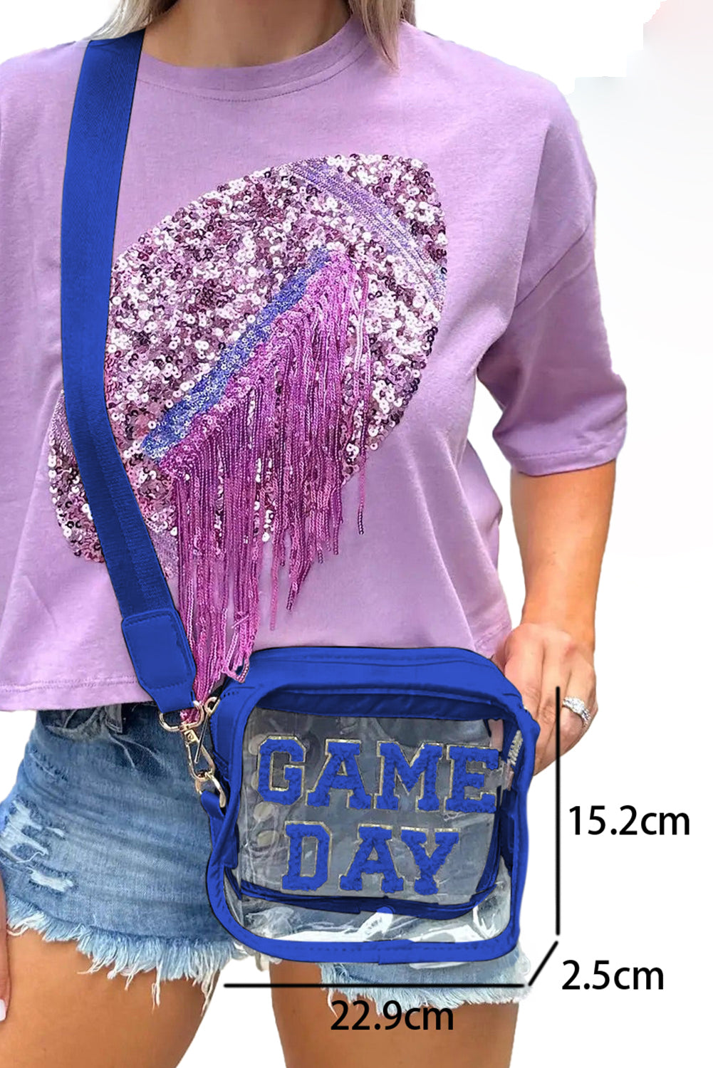 Orange Chenille GAME DAY Pattern Clear Bag