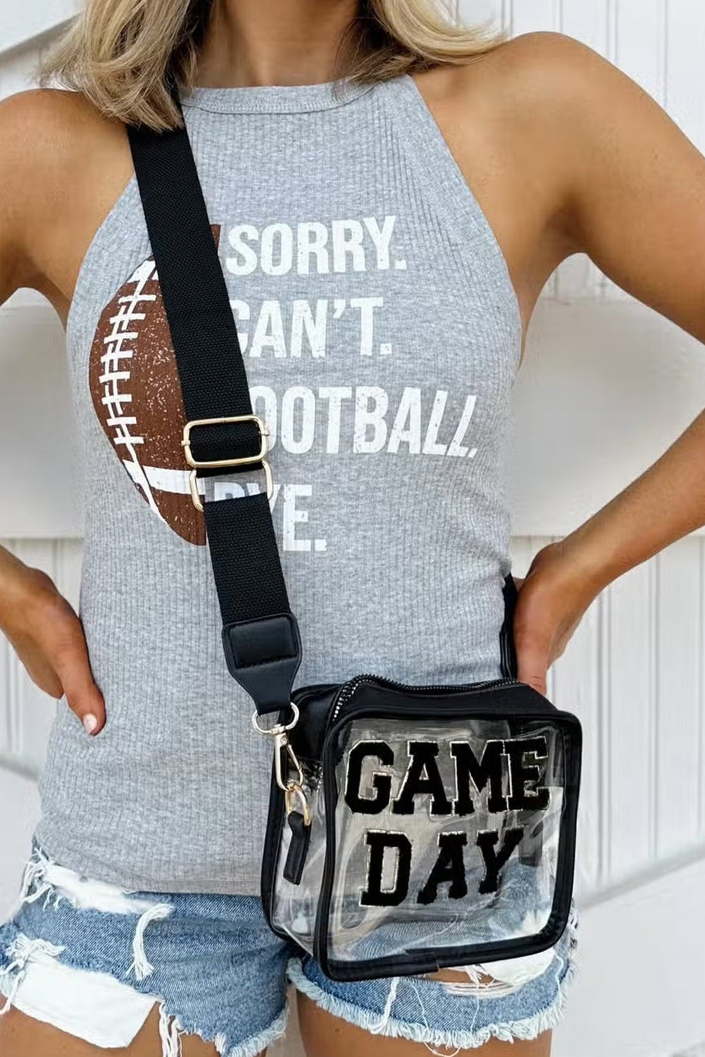 Orange Chenille GAME DAY Pattern Clear Bag