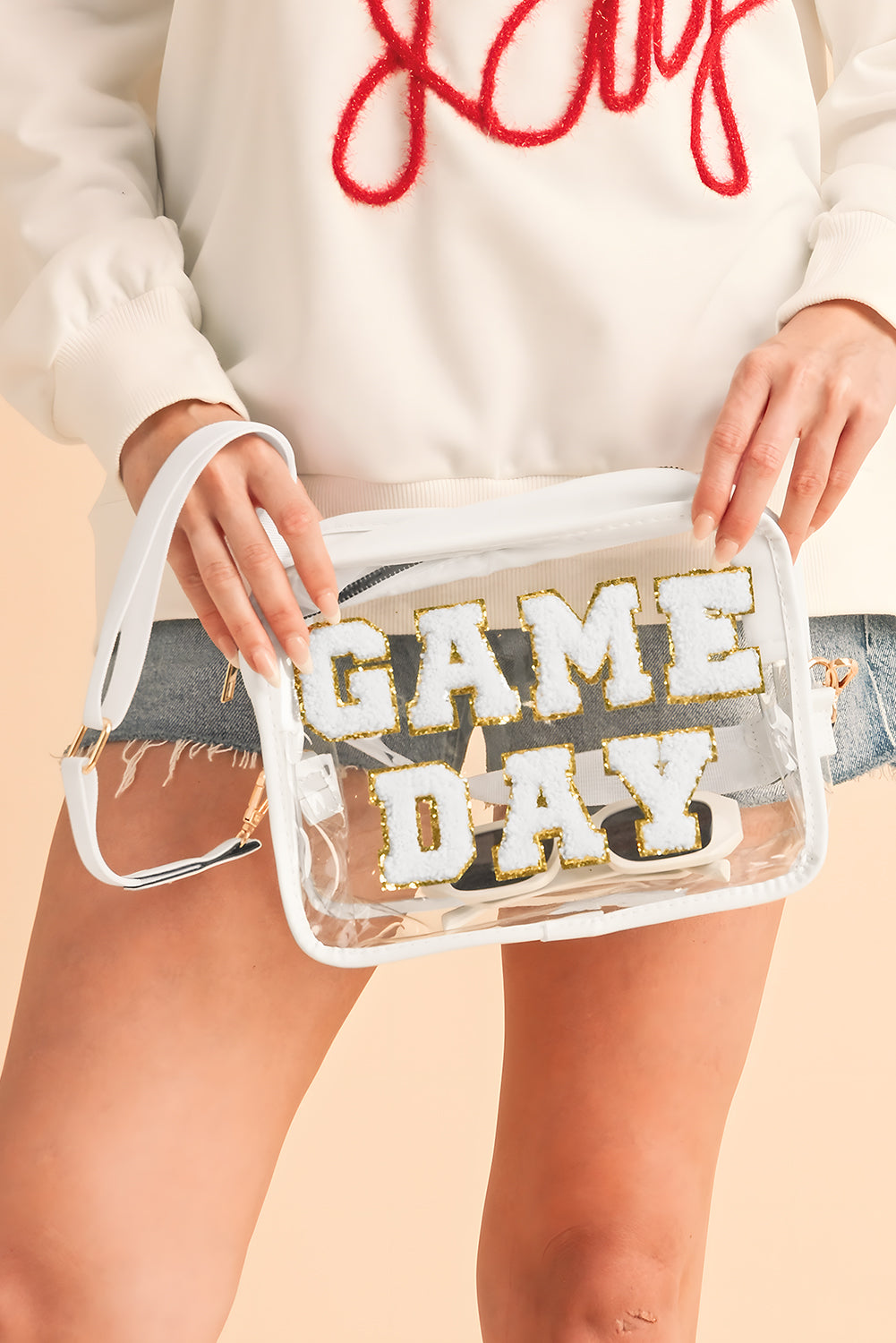 Orange Chenille GAME DAY Pattern Clear Bag