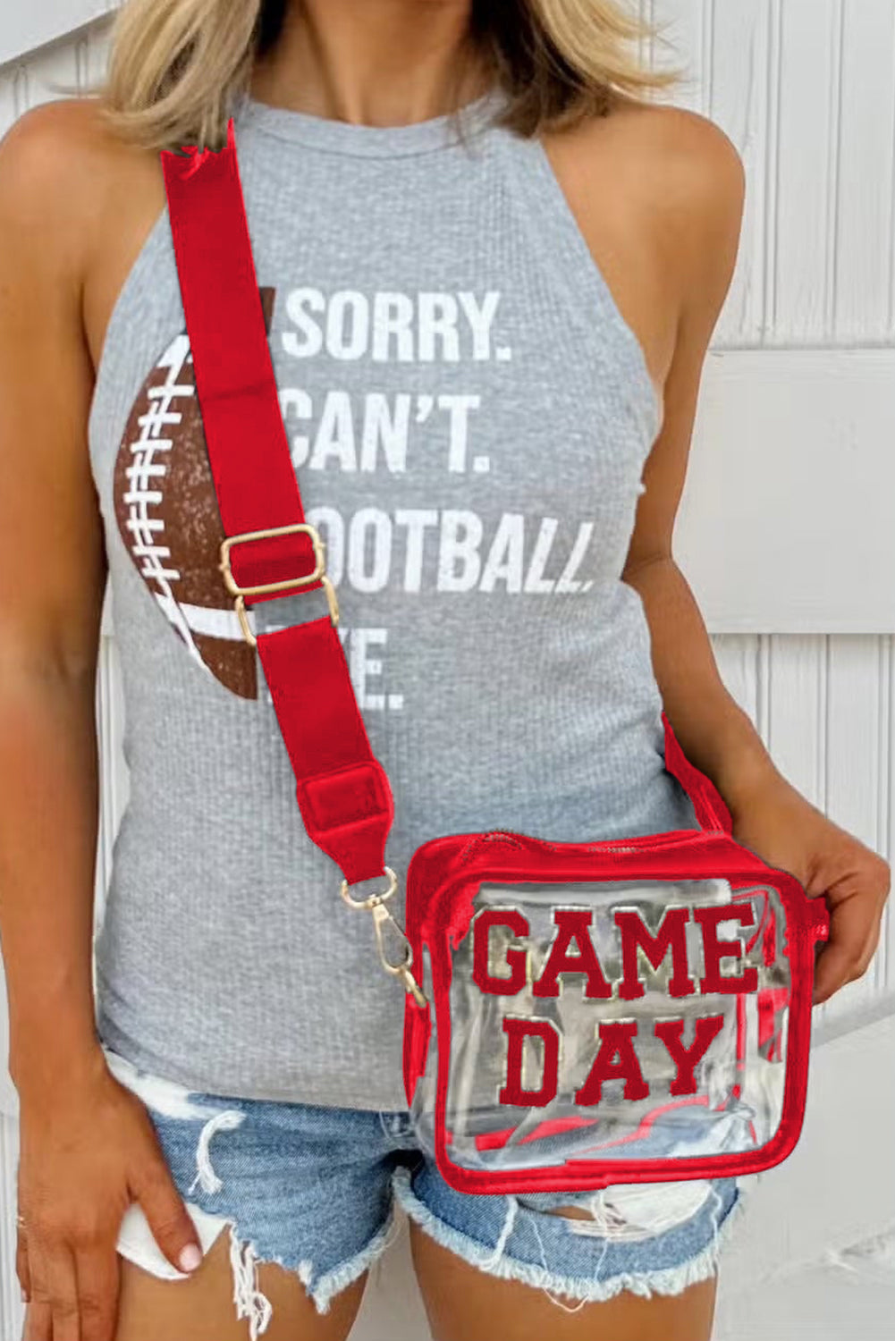 Orange Chenille GAME DAY Pattern Clear Bag