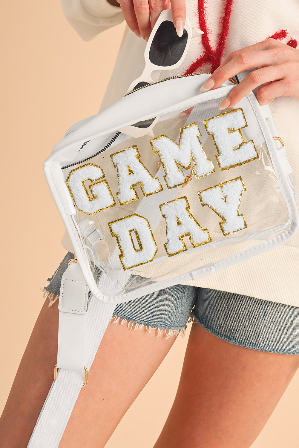 Orange Chenille GAME DAY Pattern Clear Bag
