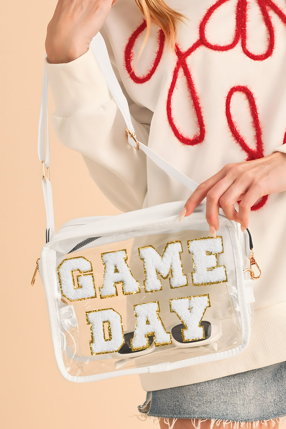 Orange Chenille GAME DAY Pattern Clear Bag