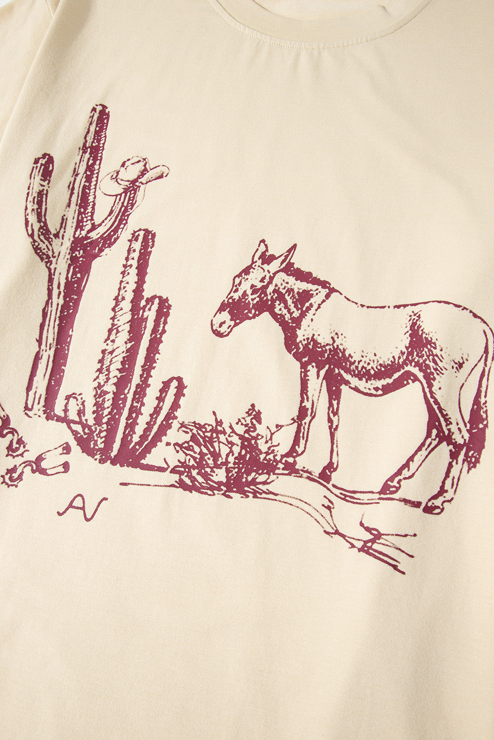 Parchment  Burro Cactus Graphic Crew Neck Plus Size Tee