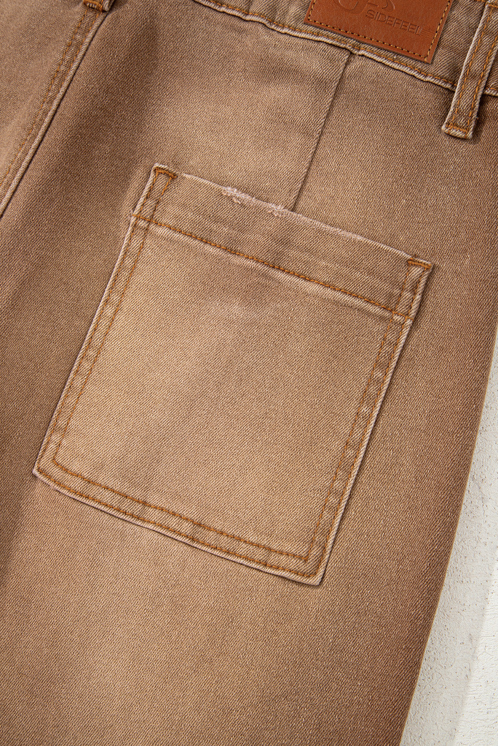 Brown Minimalist Patch Pocket High Waist Shift Jeans