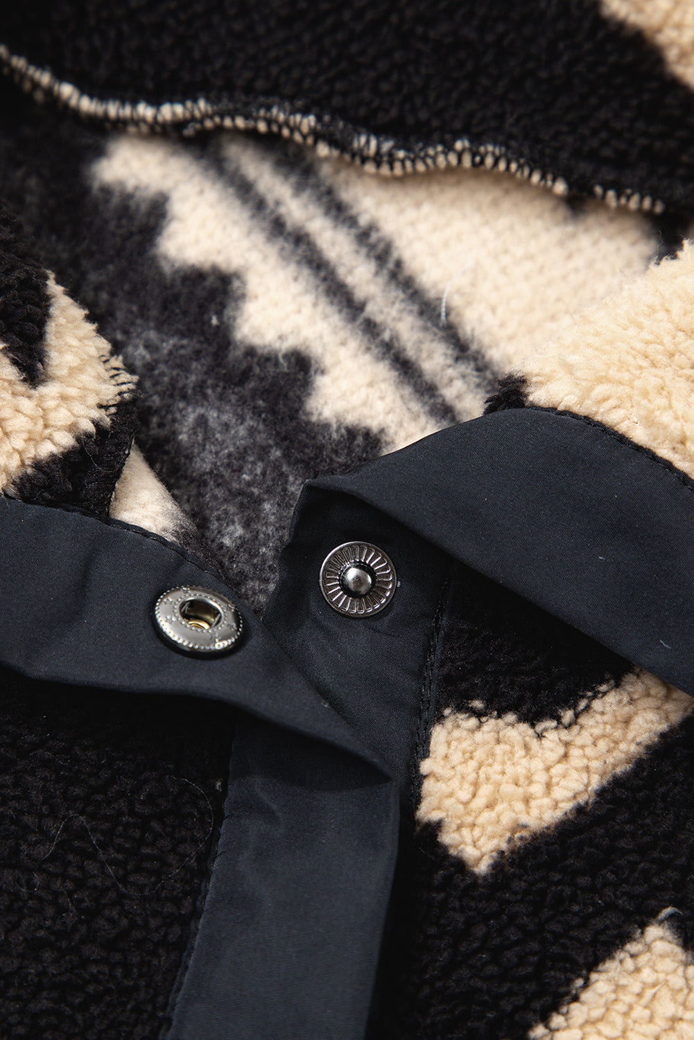 Beige Vintage Geometric Half Zip Plush Sweatshirt