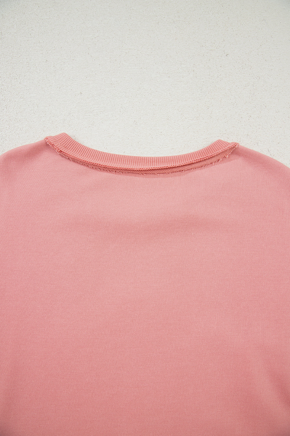 Peach Blossom Flower Applique Patchwork Drop Sleeve Pullover Sweatshirt