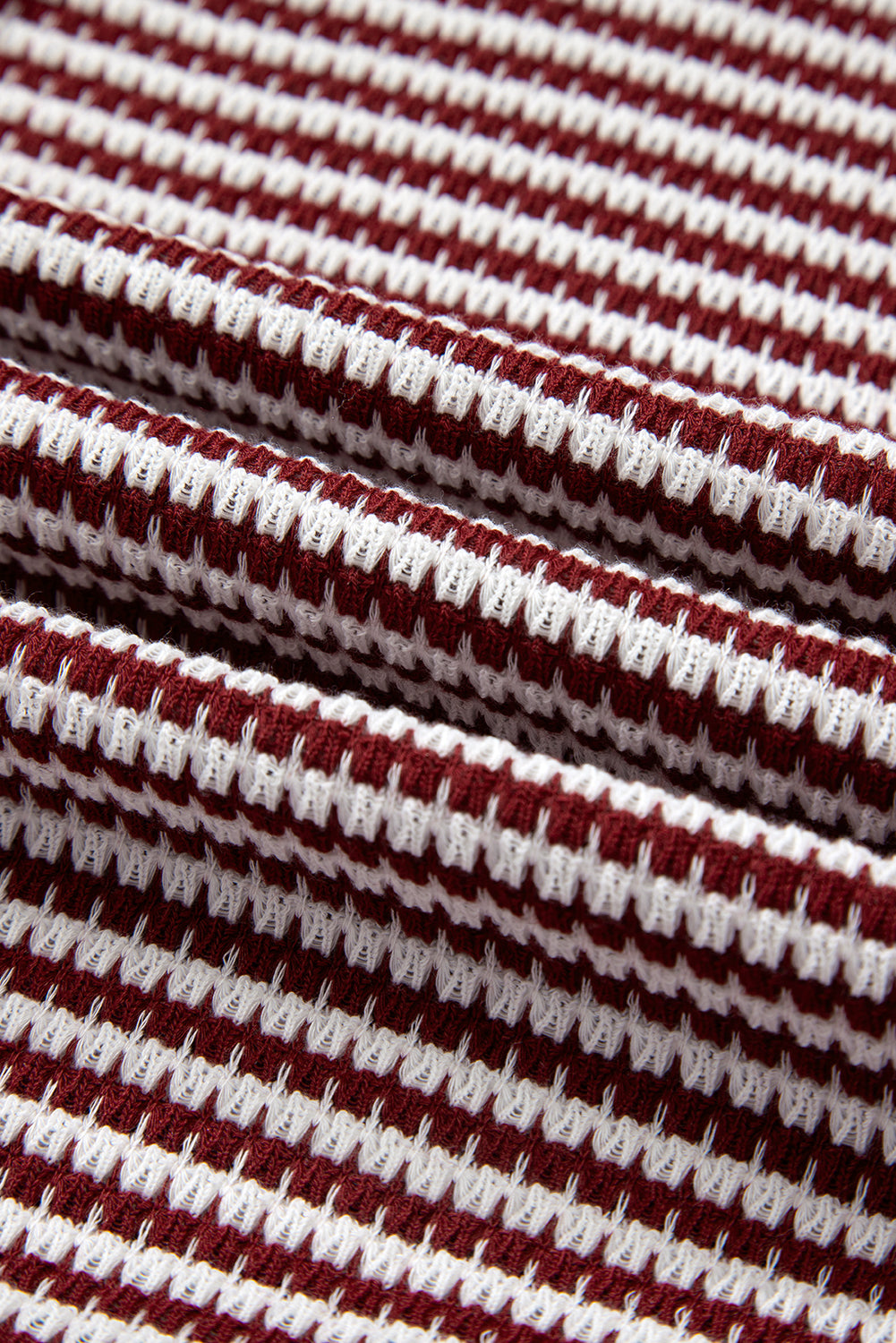 Red Stripe Ribbed Trim Drop Shoulder Long Sleeve Oversized Top