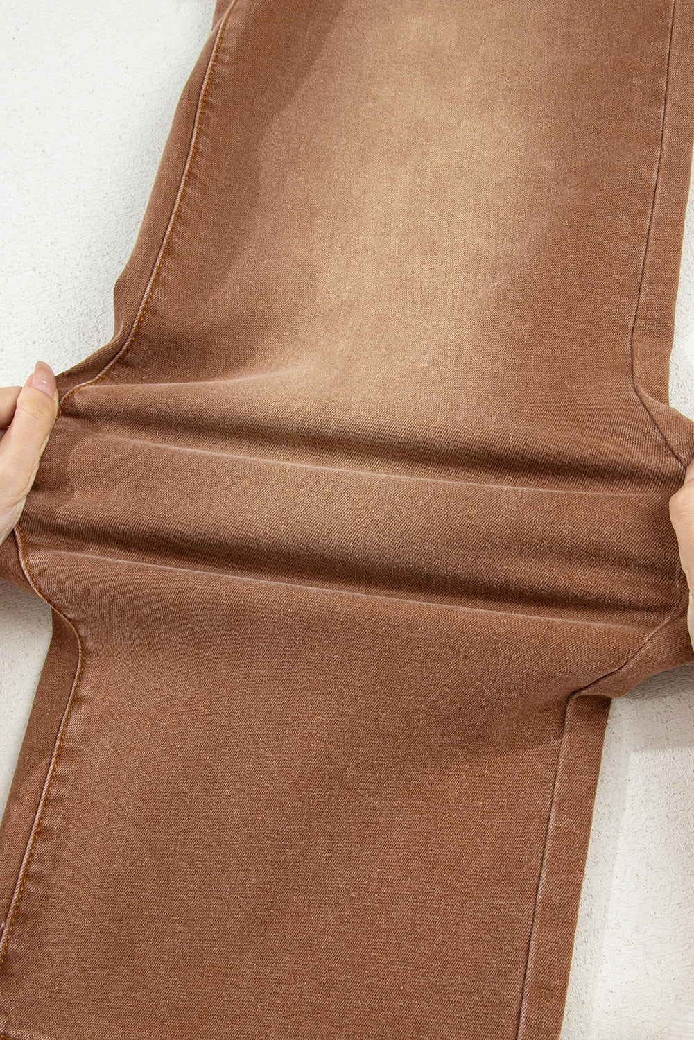 Brown Minimalist Patch Pocket High Waist Shift Jeans