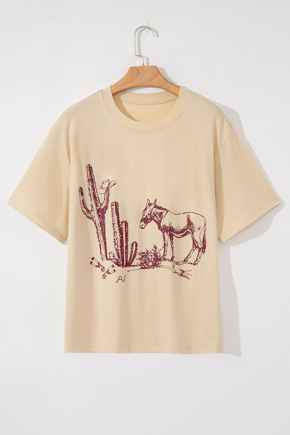 Parchment  Burro Cactus Graphic Crew Neck Plus Size Tee