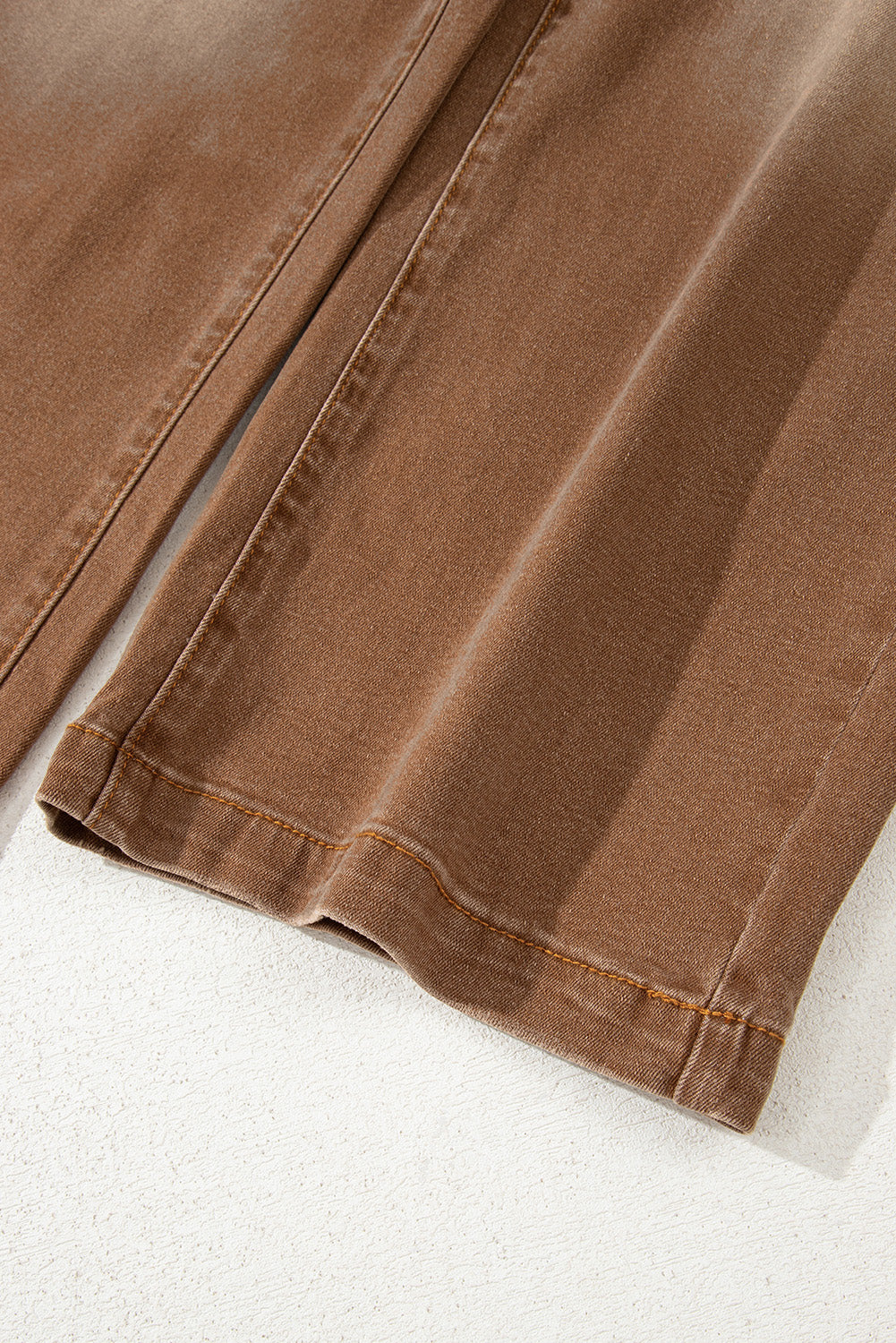 Brown Minimalist Patch Pocket High Waist Shift Jeans