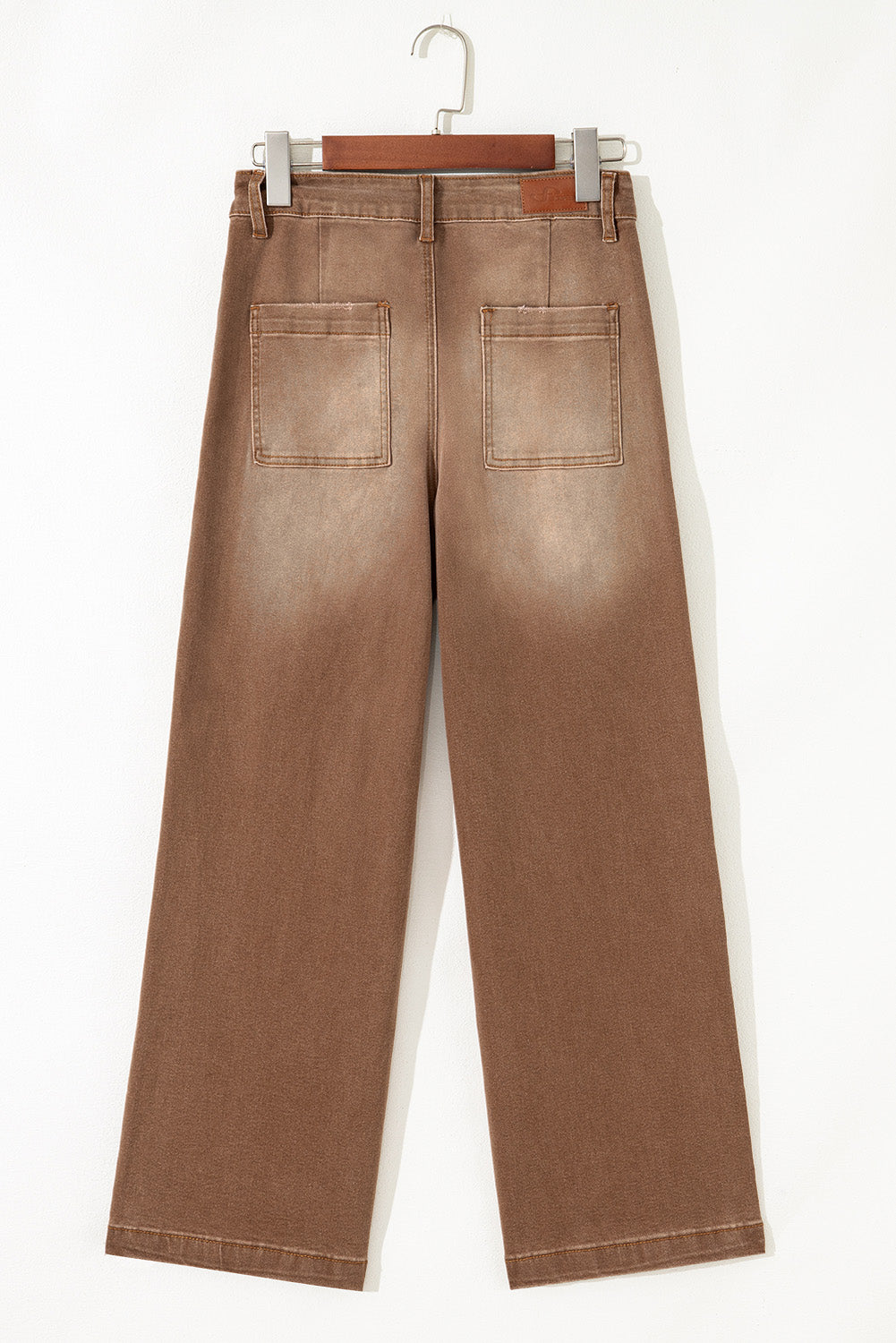 Brown Minimalist Patch Pocket High Waist Shift Jeans