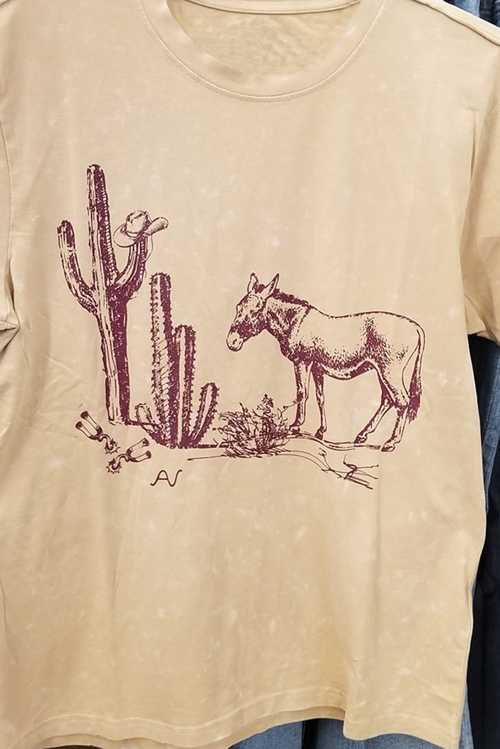 Parchment  Burro Cactus Graphic Crew Neck Plus Size Tee