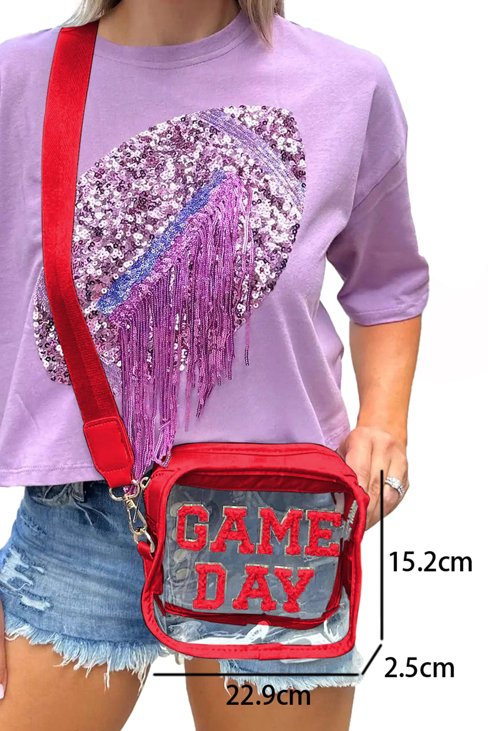 Orange Chenille GAME DAY Pattern Clear Bag
