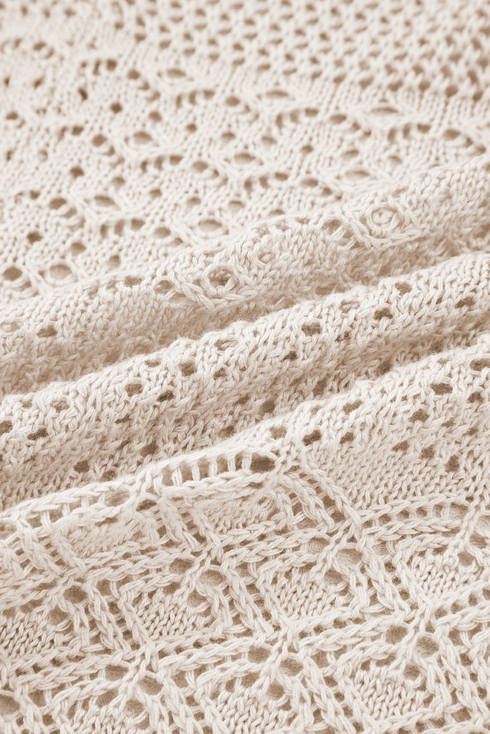 Redwood Burl Mix Pattern Hollow Knit Open Front Cardigan
