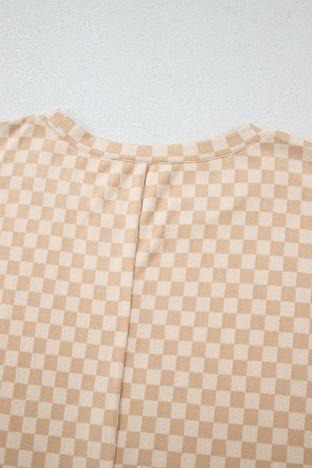 Khaki Checkered Batwing Sleeve Plus Size T Shirt
