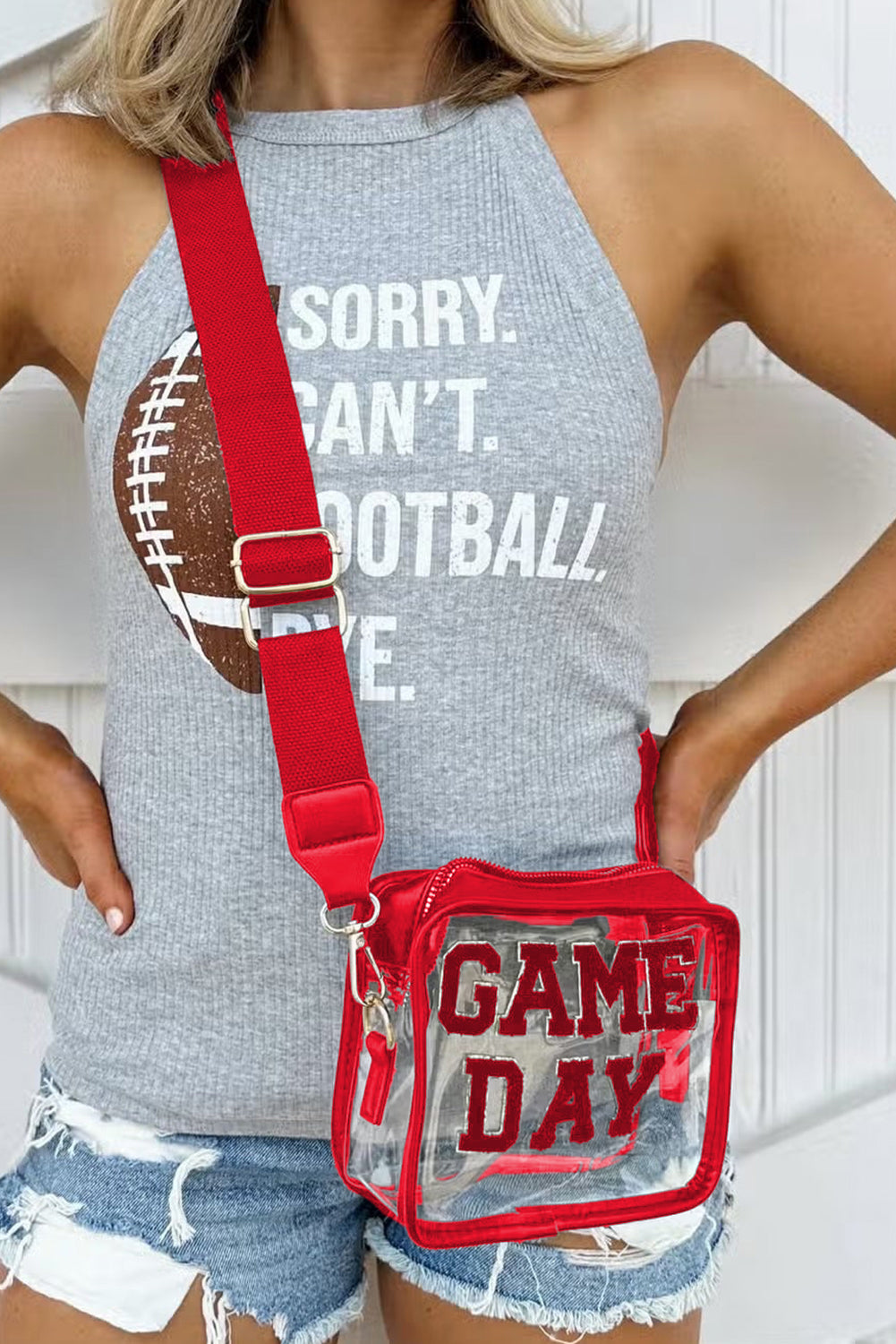 Orange Chenille GAME DAY Pattern Clear Bag