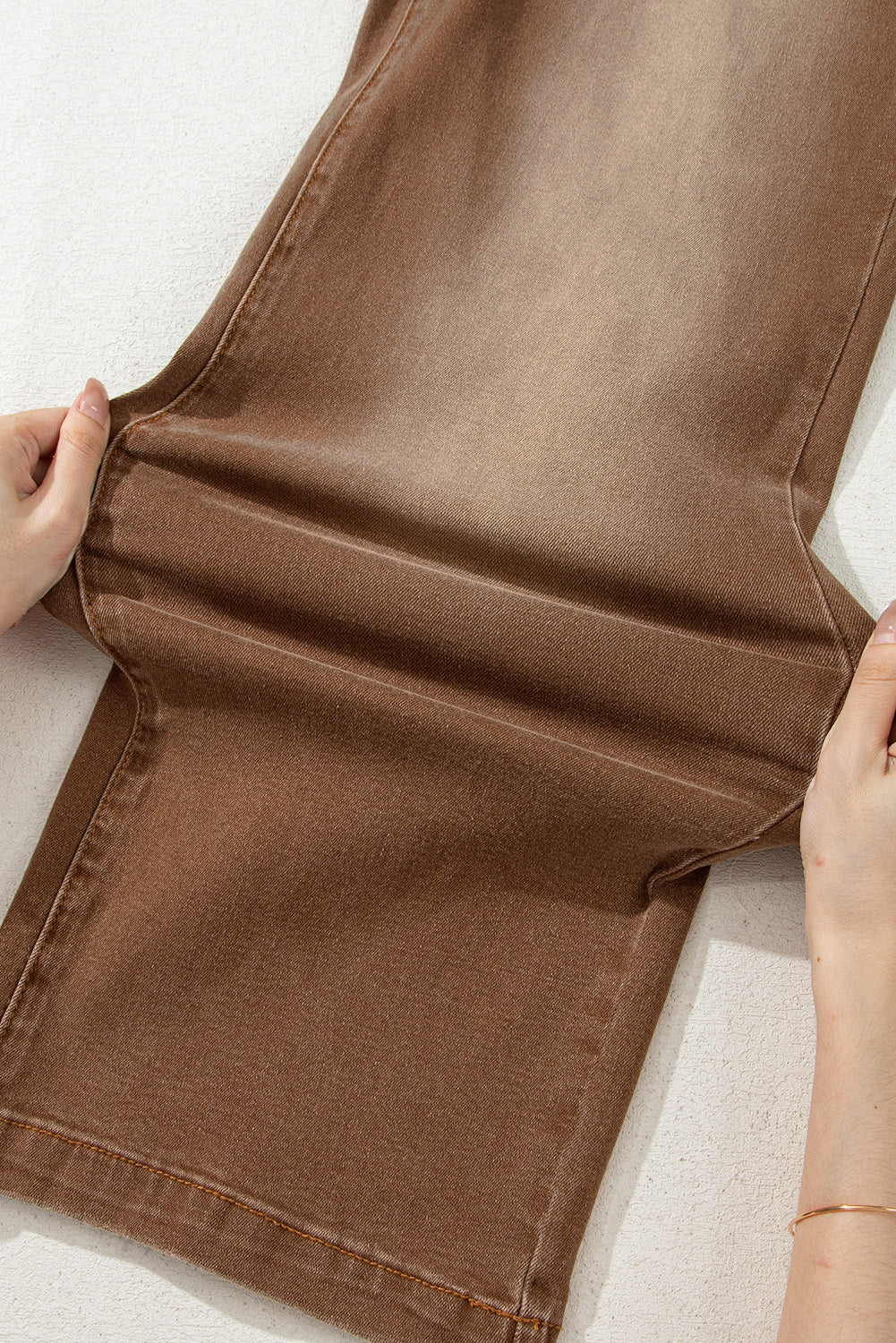 Brown Minimalist Patch Pocket High Waist Shift Jeans