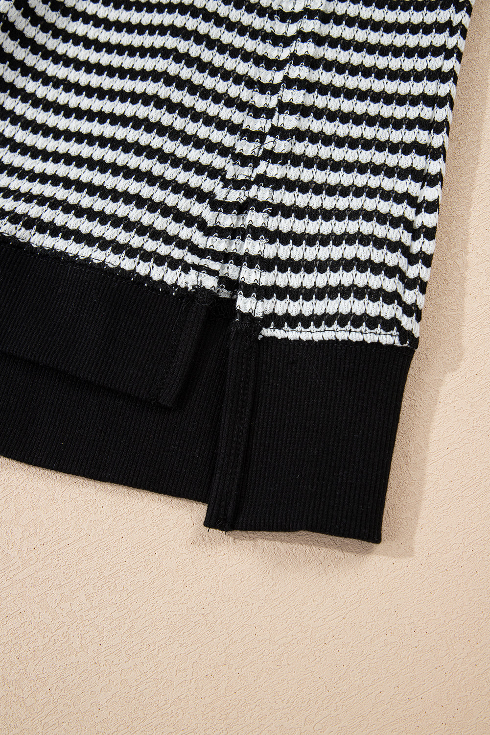 Red Stripe Ribbed Trim Drop Shoulder Long Sleeve Oversized Top