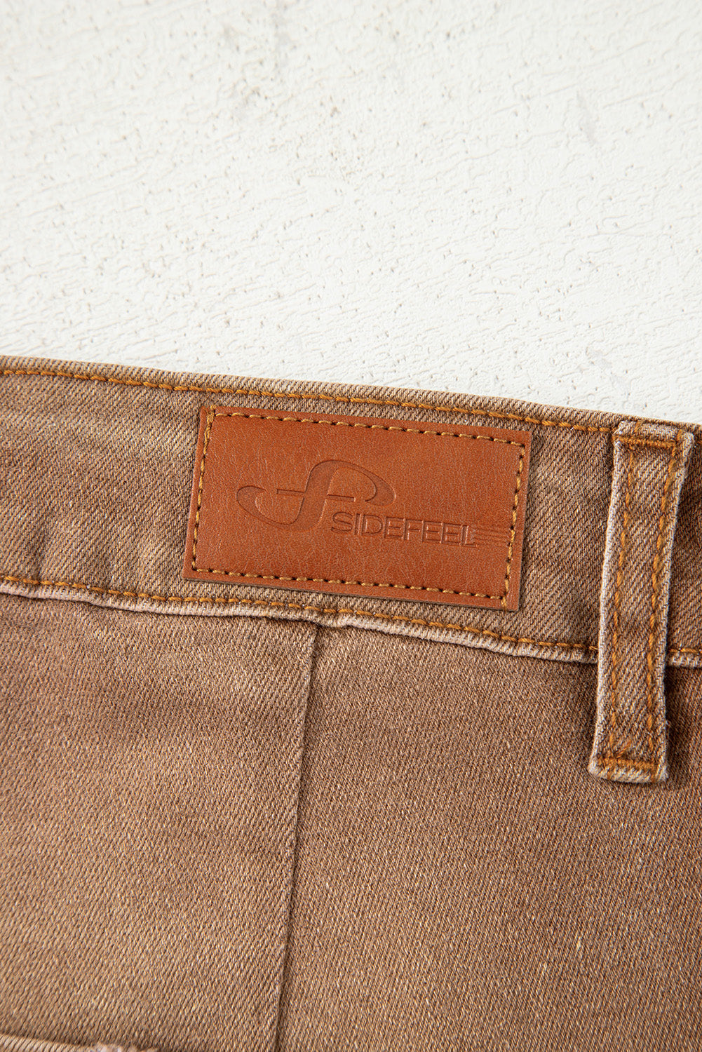 Brown Minimalist Patch Pocket High Waist Shift Jeans