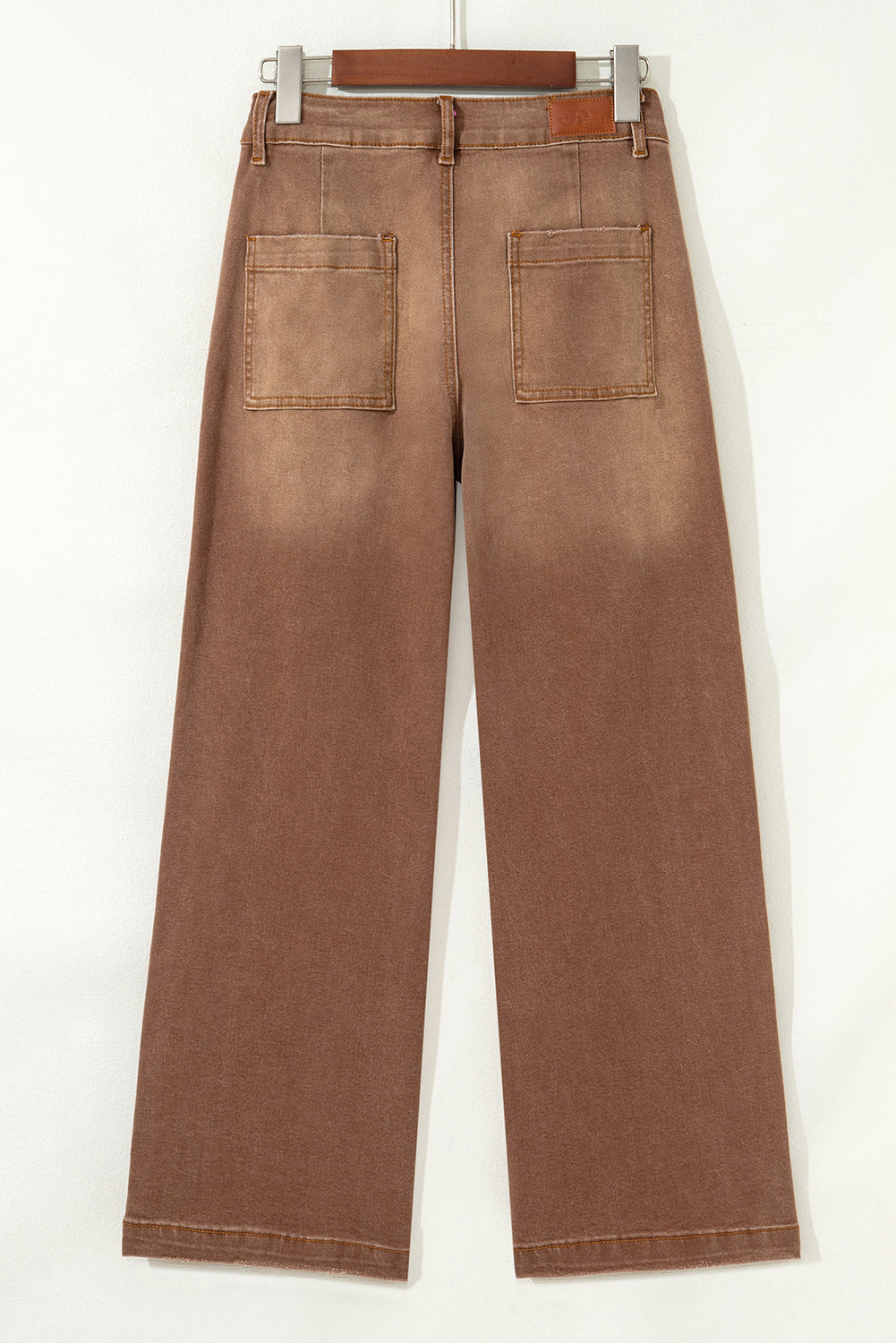 Brown Minimalist Patch Pocket High Waist Shift Jeans