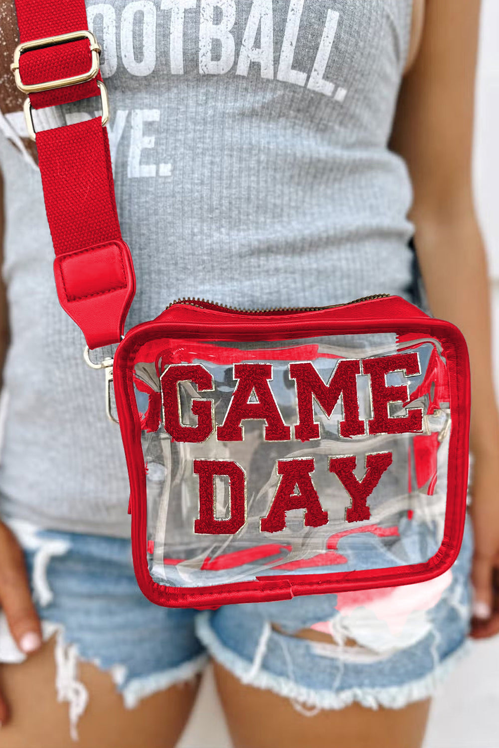 Orange Chenille GAME DAY Pattern Clear Bag