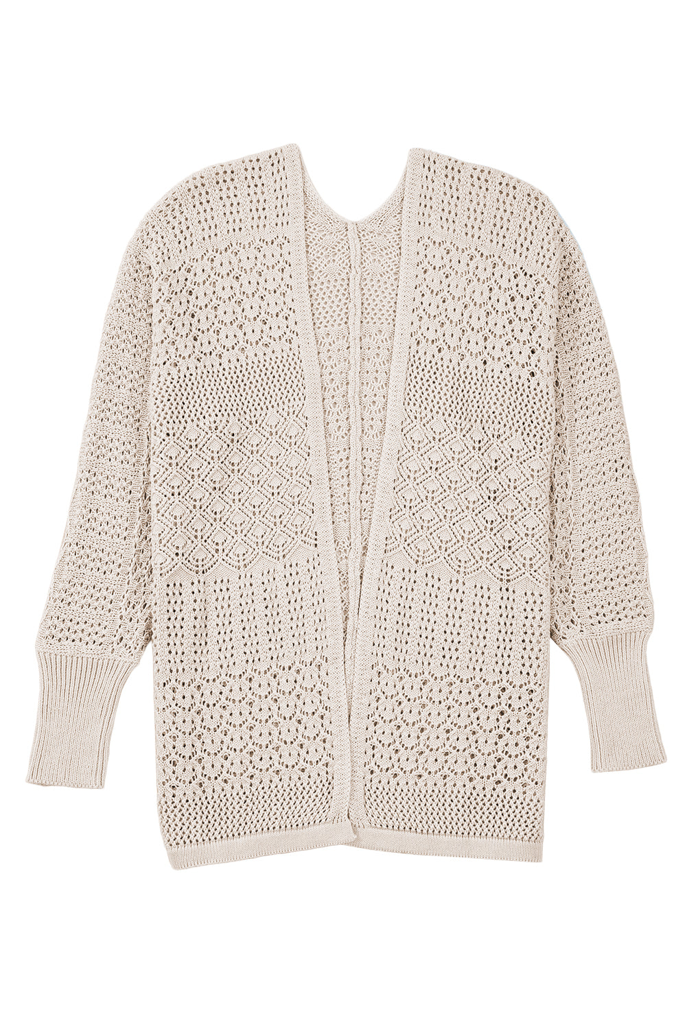 Redwood Burl Mix Pattern Hollow Knit Open Front Cardigan