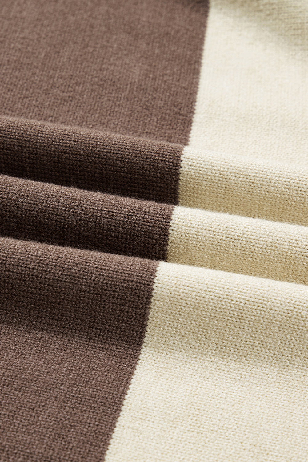 Brown Colorblock Crew Neck Drop Shoulder Sweater