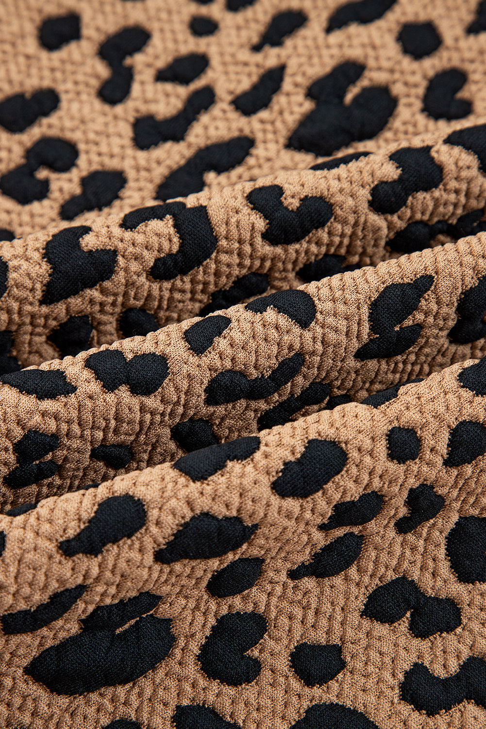 Brown Leopard Print Quarter Zip Sweatshirt
