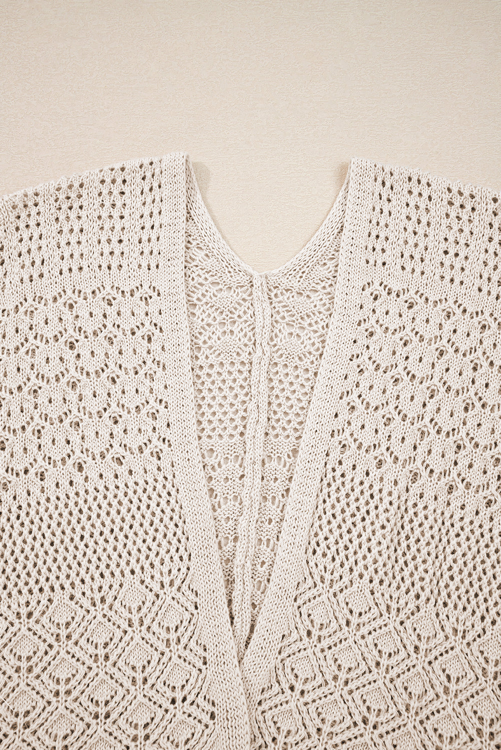 Redwood Burl Mix Pattern Hollow Knit Open Front Cardigan