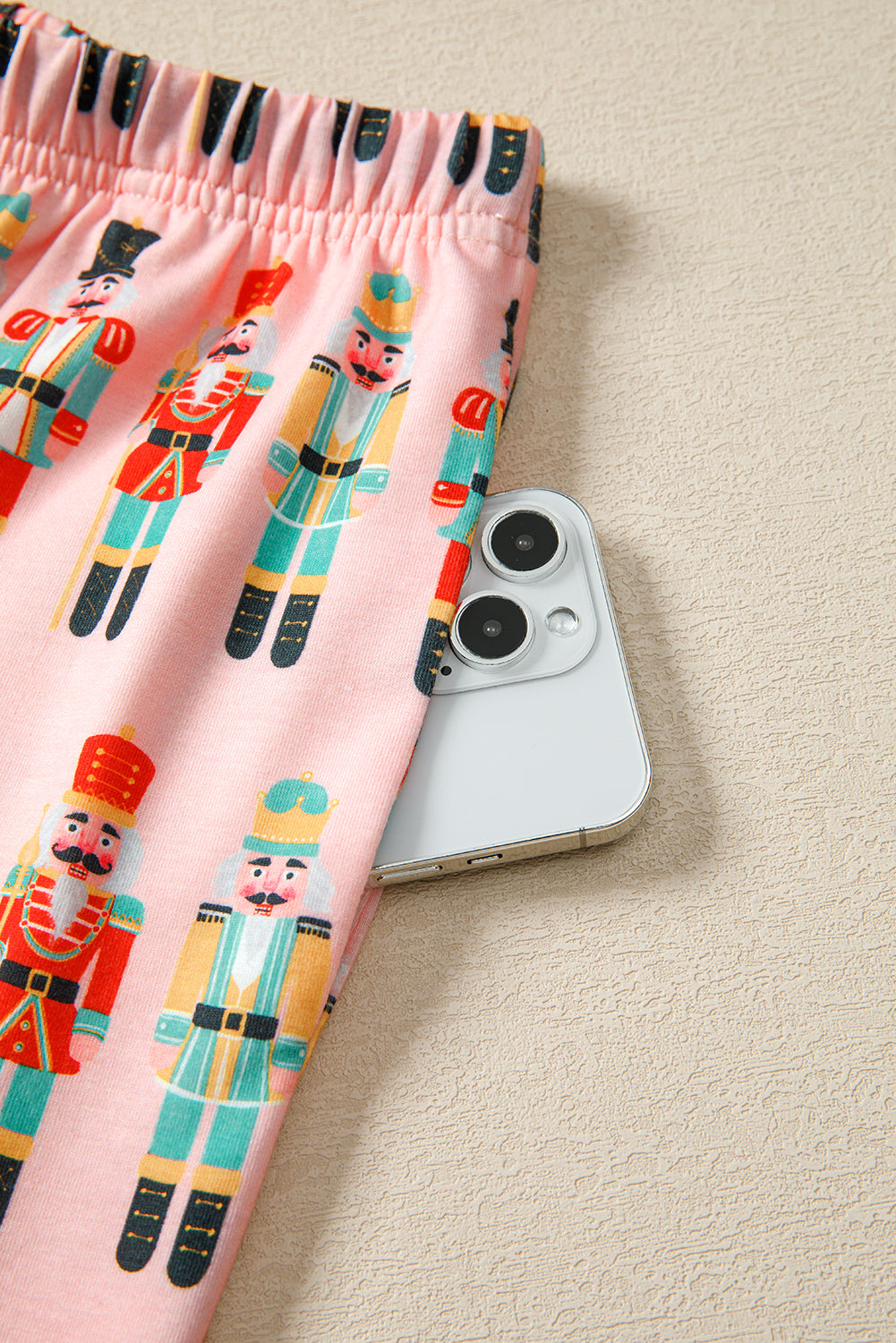 Pink Christmas Nutcracker Long Sleeve Shirt Shorts Pajama Set