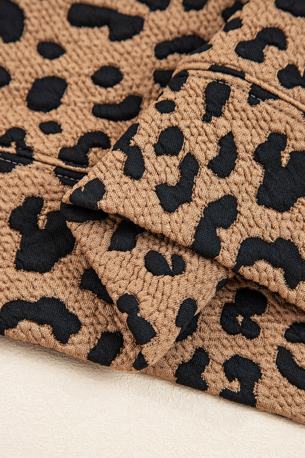 Brown Leopard Print Quarter Zip Sweatshirt