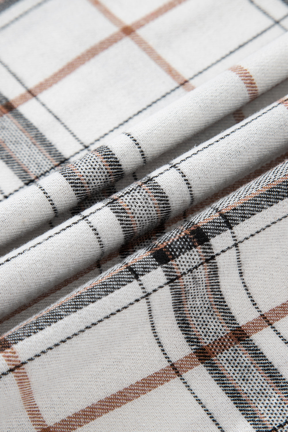 Red Plaid Print Collared V Neck Loose Blouse with Side Slits