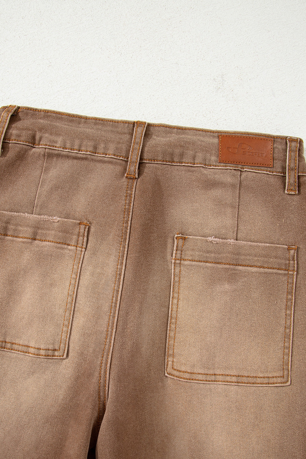 Brown Minimalist Patch Pocket High Waist Shift Jeans