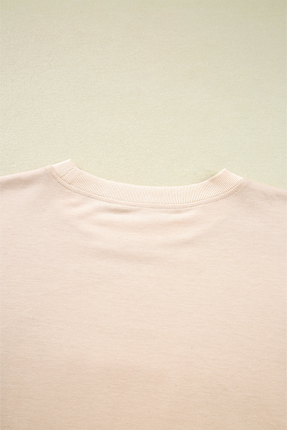 Smoke Green Raw Edge Flower Patch Drop Shoulder Long Sleeve Top