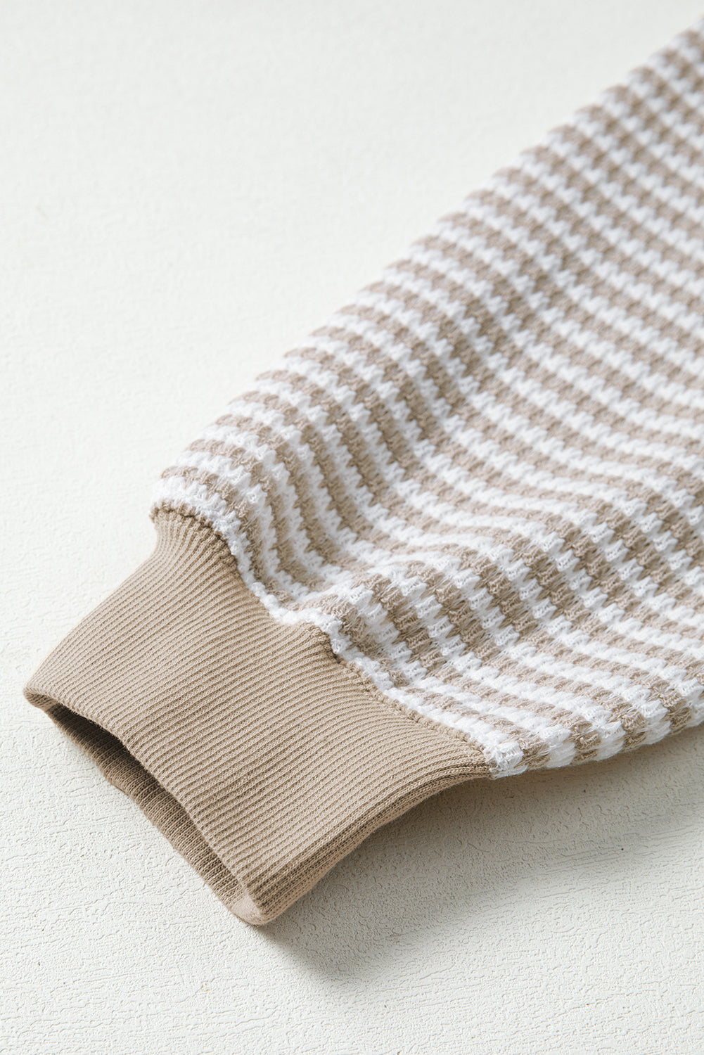 Red Stripe Ribbed Trim Drop Shoulder Long Sleeve Oversized Top