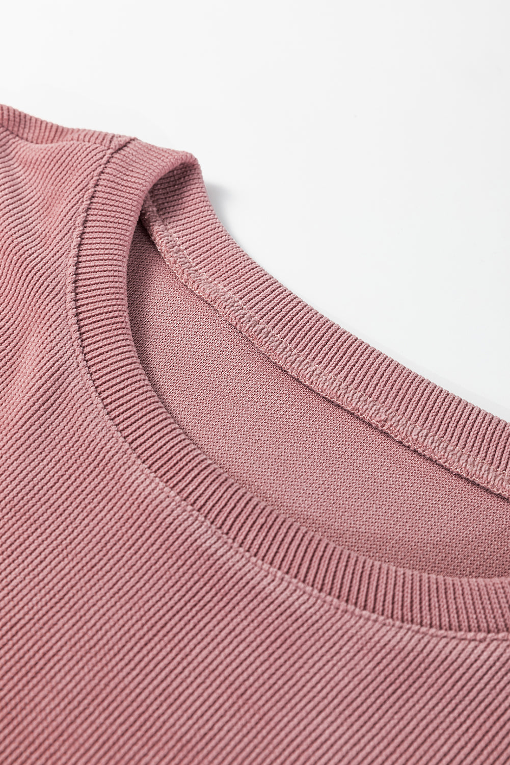 Jet Stream Textured Knit Drop Shoulder Pullover Drawstring Shorts Set