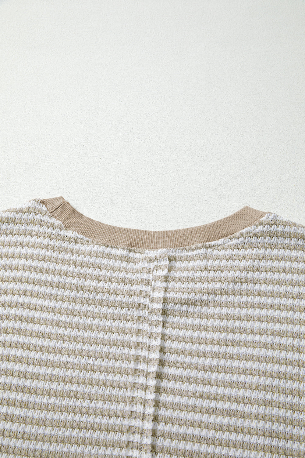 Red Stripe Ribbed Trim Drop Shoulder Long Sleeve Oversized Top