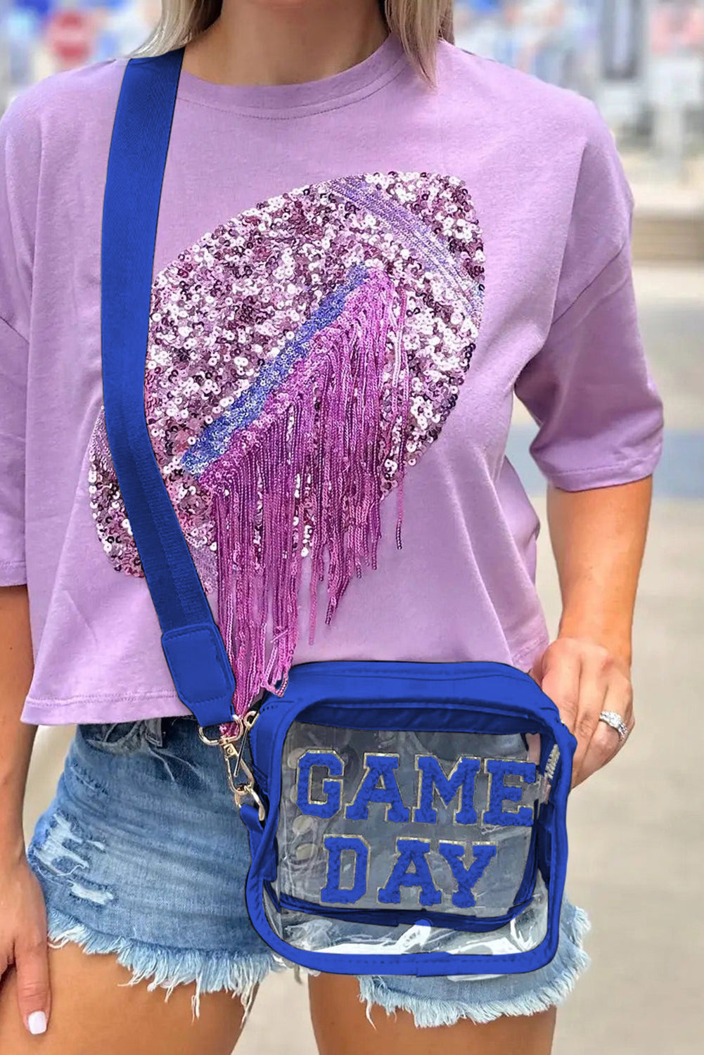 Orange Chenille GAME DAY Pattern Clear Bag
